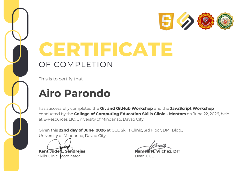 CCE Skills Clinic Workshop Certificate